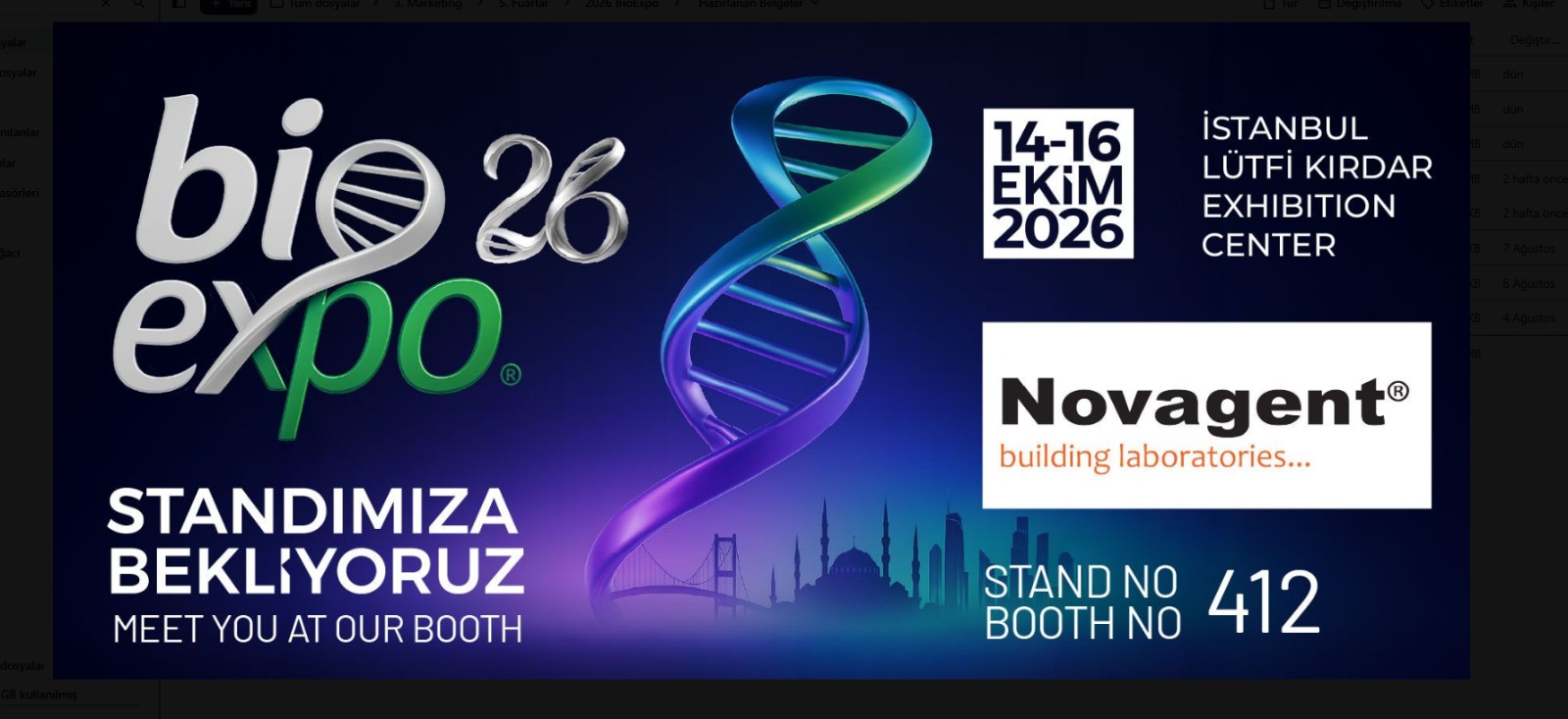 Novagent, BIOEXPO 2026&rsquo;da!